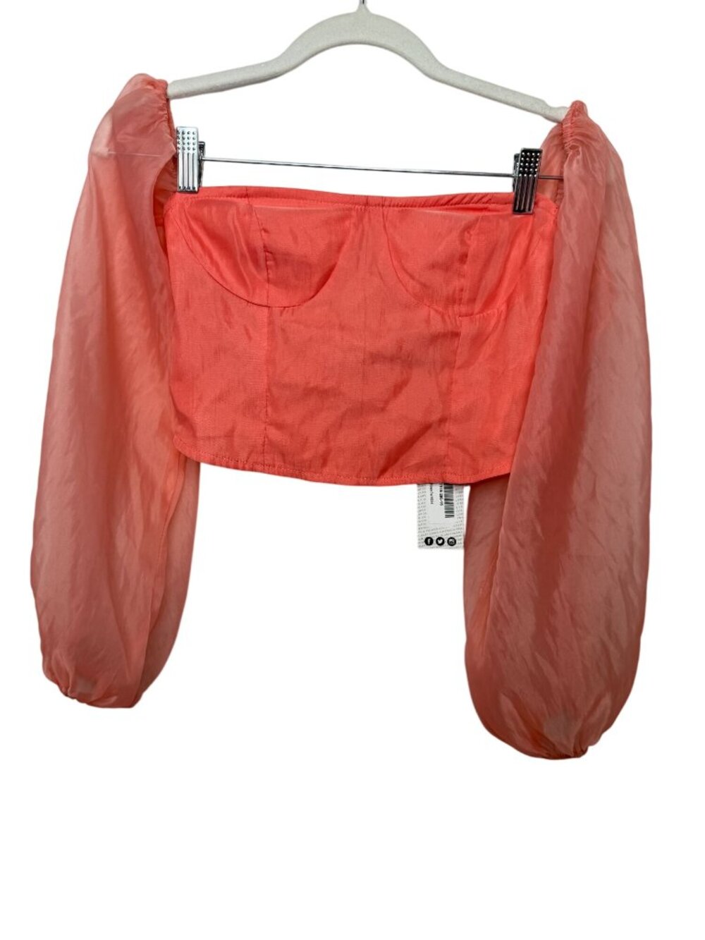 Boohoo Womens 4 Orange Puff Sleeve Crop Top Corset Cottagecore